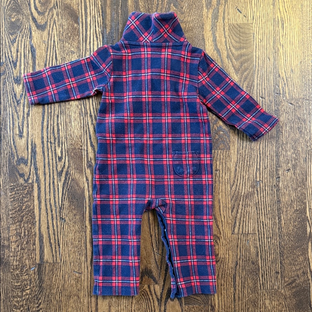 Janie and Jack Red and Blue Plaid Baby Jumpsuit - Picture 4 of 4